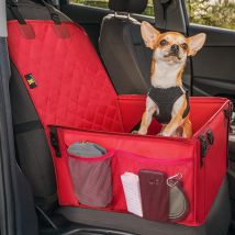 HELDENWERK Siège auto pour chien - Très robuste et renforcé - 5 sangles de fixation - Imperméable - Siège avant et arrière - Taille standard - Rouge