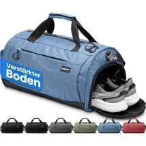 Herowerk Sac de sport avec compartiment à chaussures et poche humide - Sac d'entraînement pour femmes et hommes - Sac de voyage, sac de fitness ou sac de sport - 48 x 36 x 25 cm - 30L - Bleu foncé
