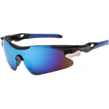 Garpex® Lunettes de cyclisme - Lunettes de sport - Lunettes de soleil homme - Cyclisme - Moto - Monture noire avec verre bleu