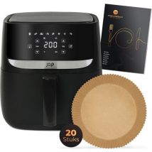 JAP Appliances Aspire - XXL Airfryer (5.6 litres) - 20 feuilles de papier sulfurisé incluses - 1, 2 à 6 personnes - Livre de recettes - 8 programmes automatiques - Grande friteuse à air chaud XL - Écran tactile numérique - Sans PFAS - 1700W