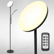 Lampadaire LED moderne Auronic -Lampadaire sur Pied - 181cm - LED -Super Lumineux - télécommande - chambre salon - Noir