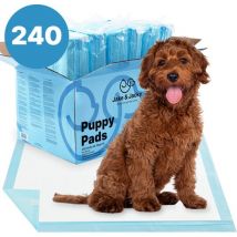 Jake and Jacky 240 Puppy Training Pads 60 x 90 cm - with Adhesive Strip - toilet training dog - dog toilet - pee pads dog - Extra Large