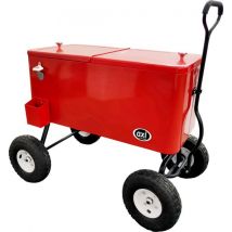 Glacière AXI Bolderwagen en rouge - Bolderwagen - Glacière à roulettes - Capacité 76L - Glacière avec robinet de vidange