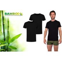 Bambou - T Shirt Homme - Col rond - 2 pièces - Noir - M - Bambou - Maillot de corps Homme - Extra Long - T-shirt Anti-Sueur Homme