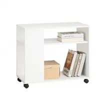 SoBuy Table d'appoint à roulettes - Table imprimante - Table basse blanche - 78x44x11.5cm - FBT34-W