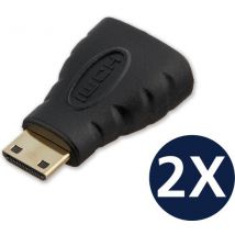 Techvavo® Set of 2 - Mini HDMI to HDMI Converter - Mini HDMI Adapter - Mini HDMI Connector