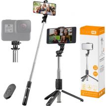 Studio ME Selfie Stick Universal - Trépied - Convient pour téléphone et caméra d'action - 100 cm - Selfie Stick - Rotation à 360° - Télécommande Bluetooth - Support de téléphone