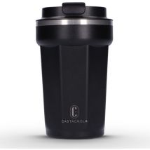 Castagnola Thermos Cup - Coffee Mug To Go - Travel Mug for Coffee and Tea - Tea Mug - 380 ML - Stainless Steel - Black - Octagon