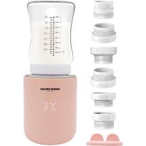 Vulpes Goods® BabyCare - Chauffe-biberon On the Go Pro Max - Chauffe-biberon portable - Chauffe-biberon intelligent - 4 niveaux de température - Sans fil - Rose