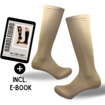 Chaussettes de compression 1 paire Chaussettes de soutien Femmes et Hommes - Chaussettes de compression - Chaussettes de course - Chaussettes de sport - Beige - S-M