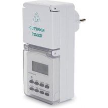 Perel Minuterie hebdomadaire, numérique, 230 V, 32 A, 3600 W, IP44, pour usage extérieur, mise à la terre allemande type F, blanc
