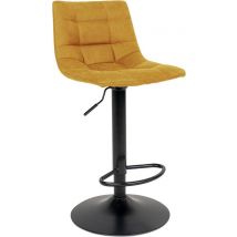 Chaise de bar en microfibre jaune moutarde avec pieds noirs (ensemble de 2)
