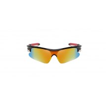 Garpex® Lunettes de cyclisme - Lunettes de sport - Lunettes de soleil polaroïd - Lunettes de soleil - Vélo de route - Vélo de montagne - Moto - Monture noire - Oculaire rouge