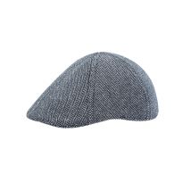 Casquette plate Milanoro en marine - Motif à chevrons intemporel - Chaud, respirant et élégant pour l'hiver