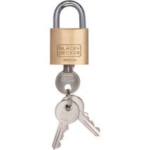 Cadenas avec clé - BLACK+DECKER - 30mm - 3 clés incluses - Serrure en laiton massif