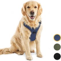 Harnais pour chien Jake et Jacky - Harnais anti-traction - Harnais pour chien - Harnais Y pour chien - Réfléchissant - Bleu - Taille XL