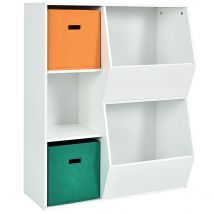 Coast étagère pour enfants à 3 étages avec 2 paniers supplémentaires étagère d'angle moderne 76 x 28 x 94 cm blanc