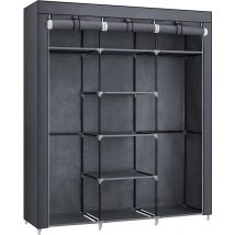 Armoire Chambre à coucher Mobilier Placard Rangement Vêtements Organisateur Gris 175 x 150 x 45cm