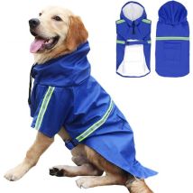 Imperméable Chien Dutchwide – Coupe-Vent Mackintosh avec Capuche et Bandes Réfléchissantes – 8 Tailles disponibles - Bleu/Jaune