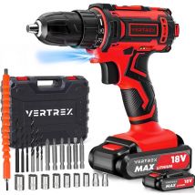 VERTREX Accu Screwdriver 18V - Perceuses sans fil - Perceuses sans fil - Perceuses - 2 batteries incluses