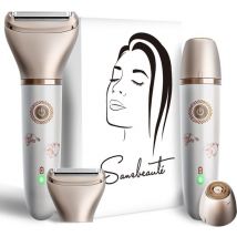 Rasoir féminin 2 en 1 + 2 têtes de rasage supplémentaires - Visage - Aisselles - Jambes - Maillot - Rasoir Femme - Epilateur électrique - Epilateur Femme - Tondeuse Femme - Zone intime Poils pubiens - Rasoir Féminin Bikini