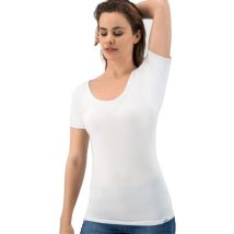 Anti Sweat Shirt - Fibershirts® - Coussinets d'aisselles cousus - Maillot de corps - Blanc - Col rond - Femmes - Taille XL