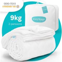 Couverture lestée CozySense® 9 kg - 2 personnes - Couverture lestée - Couverture lestée avec répartition de la pression GLASS-Flow® - Avec housse lavable - 200x200 cm - Blanc
