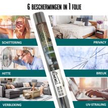 Homewell Film isolant HR+ pour fenêtres 70x300cm - Film solaire statique avec effet miroir - Argent (incl. Rakel)