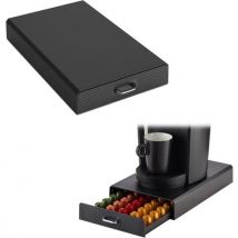 BRASQ Porte-capsules pour capsules Nespresso - Boîte de rangement avec tiroir - 50 tasses - Porte-tasses à café Noir