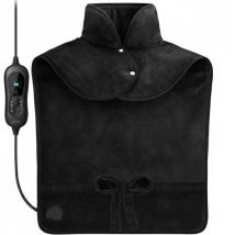 Couverture électrique Goliving pour le dos et la nuque - Couverture chauffante électrique - 3 niveaux de chaleur - Fonction minuterie - Lavable en machine - 100 W - 60 x 90 cm - Micro Plush - Noir
