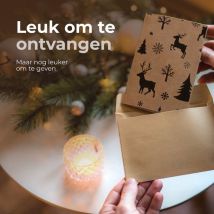Giftmas Christmas Collection - Set de cartes de vœux et de cartes de Noël - 36 cartes de vœux avec 12 motifs - Enveloppes et autocollants inclus - Set de cartes en papier kraft pour les fêtes - 20x15cm