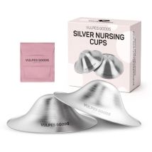 Vulpes Goods® Babycare Silver Nipple Caps - Bonnets d'allaitement - Argent pur 999 - Hypoallergénique et réutilisable - Protège-mamelons pour l'allaitement - Taille L - Etui de rangement inclus