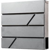 BRASQ Letterbox Hanging Grey Deluxe - Boîte aux lettres murale avec serrure et compartiment à journaux - avec matériel de montage et 2 clés - Boîte aux lettres - boîte postale - boîte à lettres - acier inoxydable
