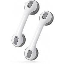Poignée de douche avec ventouse - 2 pièces - Convient pour la douche et les toilettes - Résistant à l'humidité - Poignée avec ventouses - Pour petits et grands - Modèle extra sûr et solide - 30cm Luft