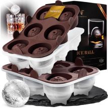 Moules à glaçons Neighbour's Friend - Pack de 2 moules XXL - Lavable au lave-vaisselle - ø4,5 cm - Marron