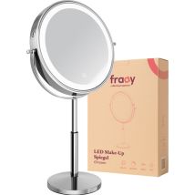Fraay® XL Miroir de maquillage avec éclairage LED - grossissement 10x - Miroir grossissant avec lumière - rechargeable - Miroir de rasage - Miroir de salle de bain - Chrome