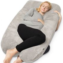 Earkings Pregnancy Sleep Pillow 140x80cm U-shape with Removable Cover - Body Pillow light grey