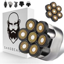 Rasoir pour homme 6-en-1 + tête de rasage supplémentaire - Tondeuse - Sansbeauté® SkullSharp Platinum - Rasoir pour crâne - Rasoir électrique pour le visage et la tête - Rasage de la tête - humide et sec - électrique