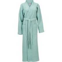 Heckettlane Peignoir gaufré - robe de chambre pour femmes et hommes - XL - Manteau du matin en coton - Convient pour le sauna - Vert