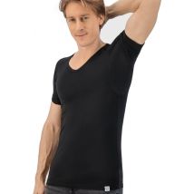 Anti Sweat Shirt - Fibershirts® - Coussinets d'aisselles cousus - Maillot de corps - Noir - Col en V - Hommes - Taille M