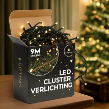 Giftmas Christmas Tree Lights - Lumières de Noël pour l'extérieur - 9M Cluster Lights - 450 Warm White LEDs - Indoor and Outdoor - Warm Atmosphere Lights