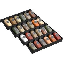 Noswo Spice Rack Drawer - 4 Layer - For 24 Spice Jars - stainless steel - Spice Organiser - Kitchen Drawer Organiser