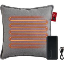 Feel Home - Oreiller chauffant - Gris solide 45x45cm - avec banque d'alimentation 10000mAh