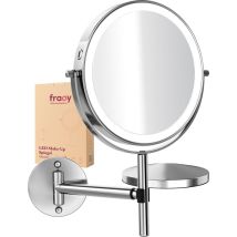 Fraay® 3-in-1 Miroir de maquillage avec éclairage LED - grossissement 10x - Miroir grossissant avec lumière - rechargeable - Miroir de rasage - Miroir de salle de bain - Chrome