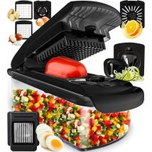 Mandoline Stosh - Coupe-légumes - Coupe-oignons - Coupe-spirale - 7 pièces - Noir - Sans BPA