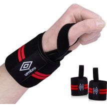 Supports de poignet Umbro - 2 pièces - Pour le fitness, le crossfit et la musculation - Rouge/Noir