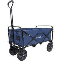 BRASQ Chariot pliable - 100 litres - Capacité 80 KG - Roues pivotantes avec frein - 90x51x100 CM - Poignée réglable - Chariot pliable - Compact - Bleu