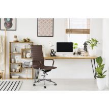 LIFA LIVING Chaise de bureau Brisbane - Marron foncé - Cuir de PU - Moderne - Ergonomique - Réglable - Pour adultes - Pour bureau - Capacité de charge : 150 kg