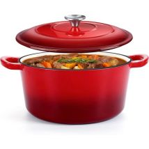 Cocotte - Castex - Casserole en fonte - Compatible toutes sources de chaleur - 6.4L - Rouge