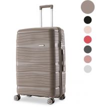 SKYCASES Travelin' Charm - Valise de voyage moyenne 24 pouces - Serrure numérique - 41x24x69 cm - 68L - Légère, imperméable et durable - Champagne